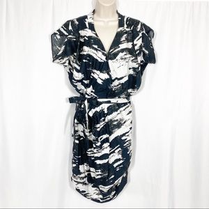Obakki Birch Print Lagenlook Cotton Belted Dress: Black & White